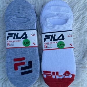 New Fila Women Gray and White No Show Socks - 2-Pack of 5 Pairs